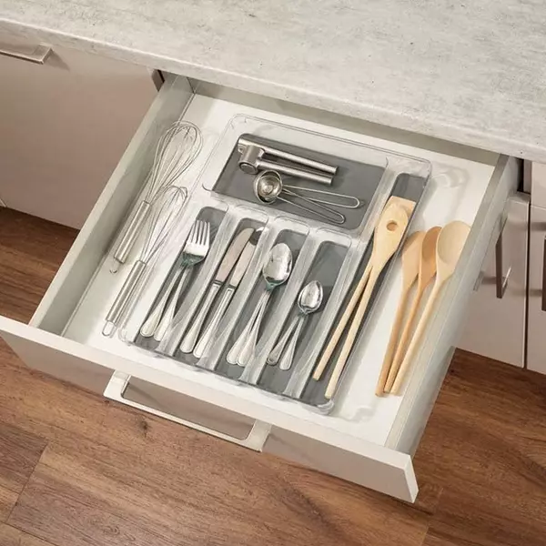 Wenko Cutlery Tray With 6 Compartments - Transparent & Grey