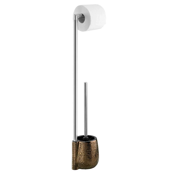 Wenko "Marrakesh" Standing Toilet Paper Holder & Toilet Brush - Pottery - Brown