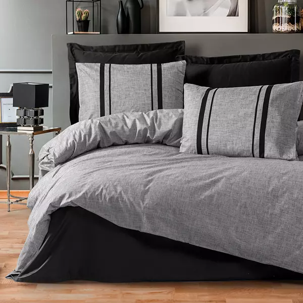 Nova Home Bitter Duvet Cover Set - 100% Cotton - King & Super King - 4 Pcs - Grey & Black