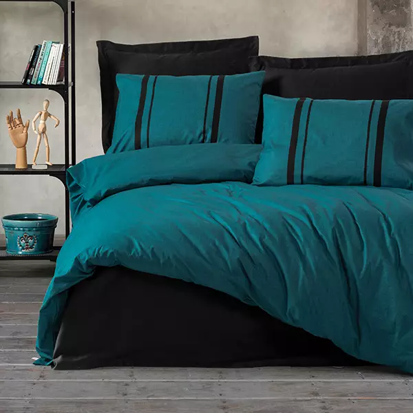 Nova Home Bitter Duvet Cover Set - 100% Cotton - King & Super King - 4 Pcs - Petrol & Black