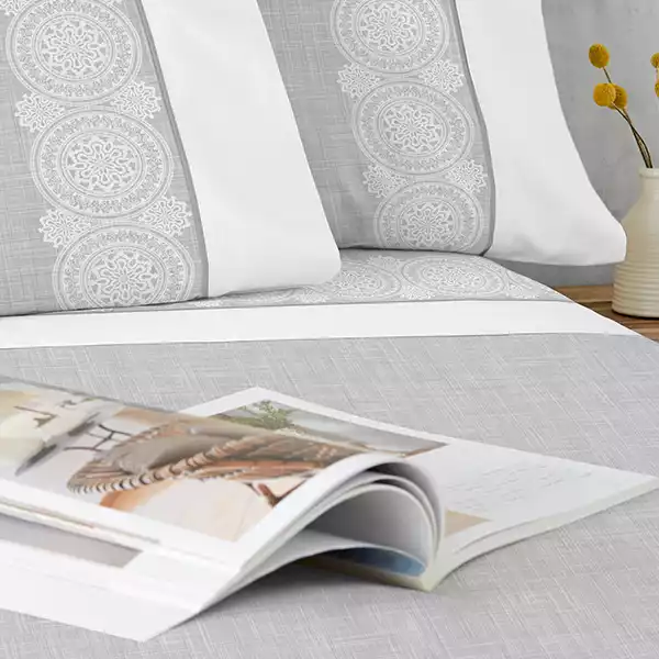 Manterol Hoop Bed Sheet Set (Fitted & Flat) -King & Super King - 4 Pcs - Grey (453 12)