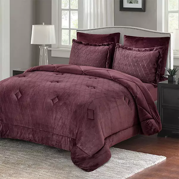 Nova Home Landers 3D Embossed Velvet Flannel Winter Comforter Set - Single & Twin- 4 Pcs - Rosemary