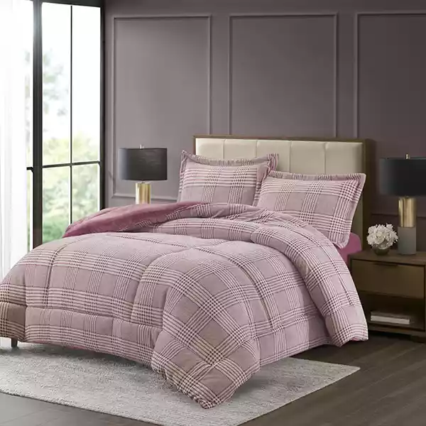 Nova Home Sketch Winter Printed Flannel Comforter Set - Purple (Available in Sizes)