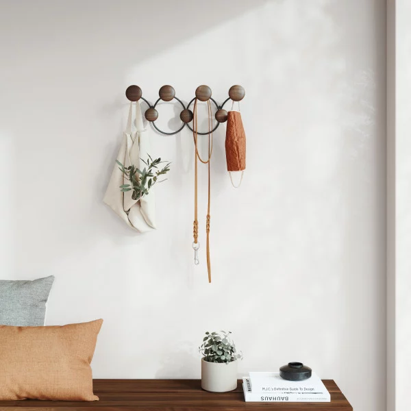 Umbra "Dotsy" 7 Wall Hook - Wood - Black & Walnut