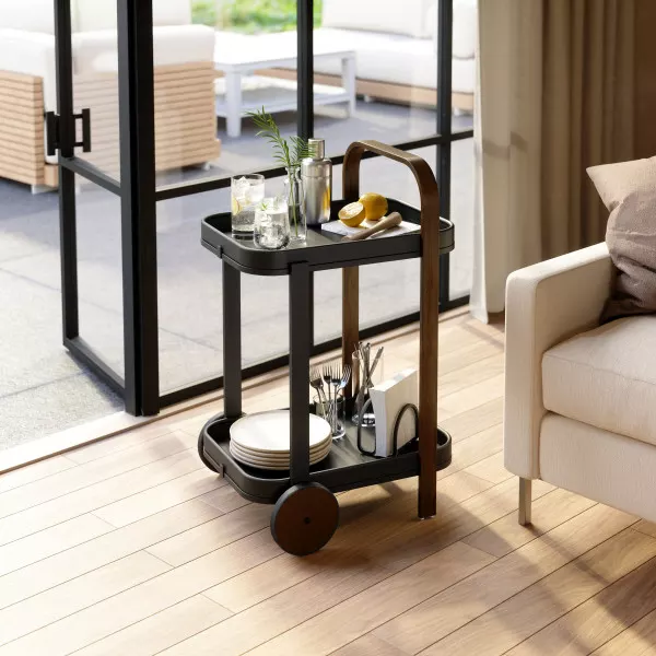 Umbra "Bellwood" Kitchen Trolley - Wood - Black & Walnut