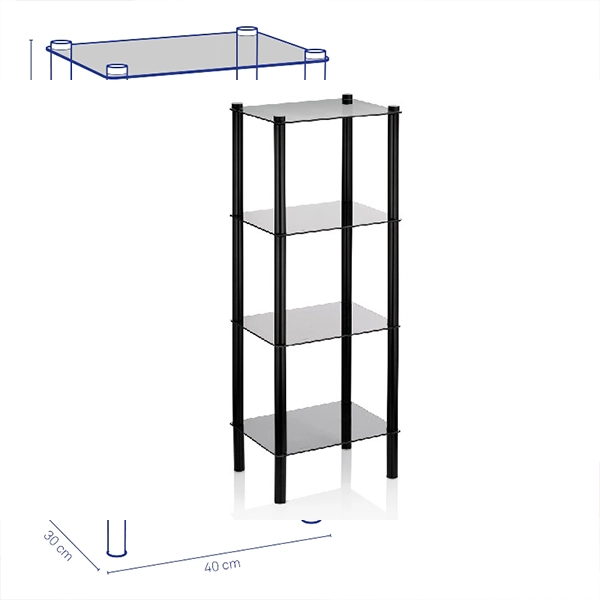 Kela "Lars" Shelving Unit With 4 Shelves - Black