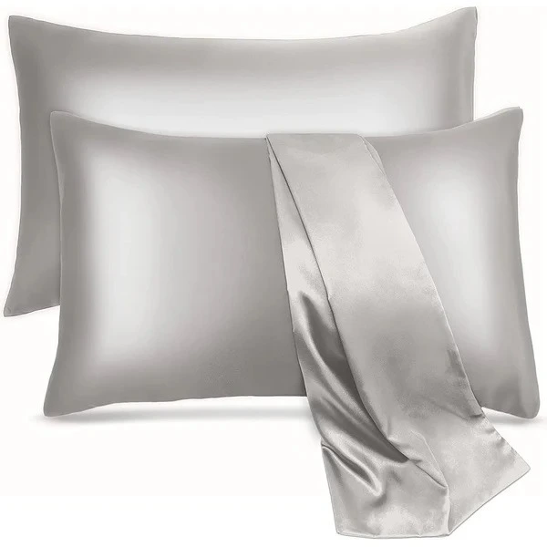 Nova Home Yildiz Satin Pillow Case Set - 2Pcs - Silver
