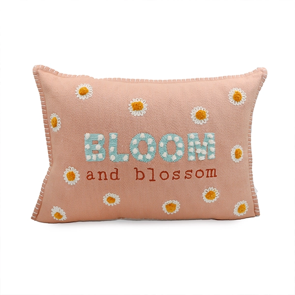 Nova Home Bloom Handmade Embroidered Cushion Cover - 30x50 Cm - Orange