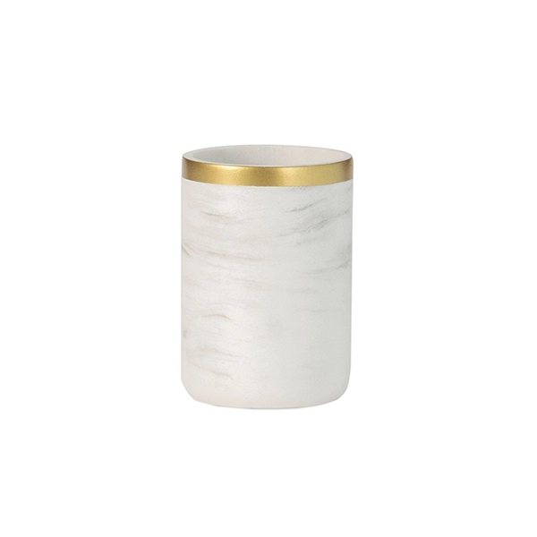 Andrea Toothbrush Holder BA72073 - Polyresin - White & Gold