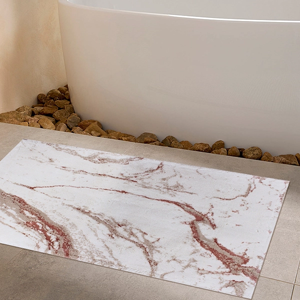 Nova Home Eco Marble Bath Rug - Cotton & Viscose - Powder (Available In Sizes)