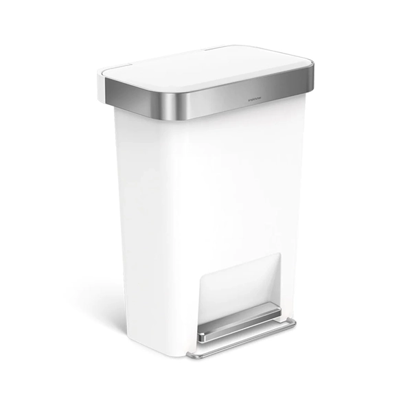 Simplehuman Trim Plastic Bin Rectangular W Steel - 45L - White