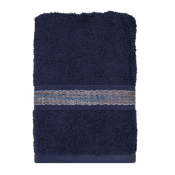 Nova Home Napa Embroidered Towel - 100% Cotton - 50x90 Cm - Navy