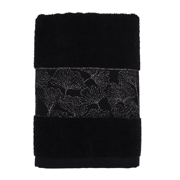 Nova Home Utopia Towel with Silver Details - 100% Cotton - Black & Silver (Available In Sizes)