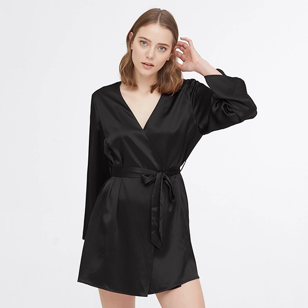 Lilysilk Plain Robe - Black