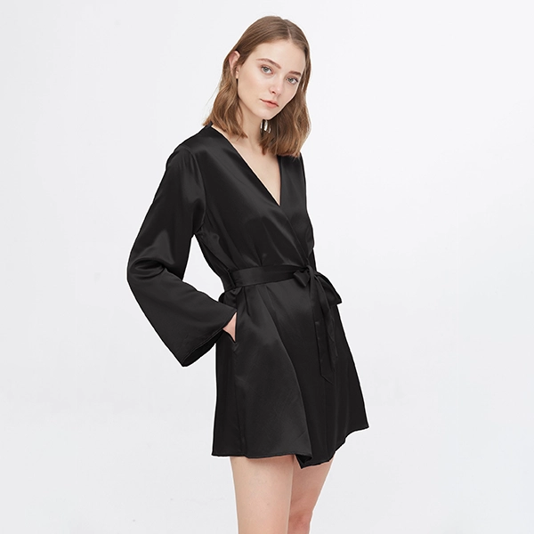 Lilysilk Plain Robe - Large - Black