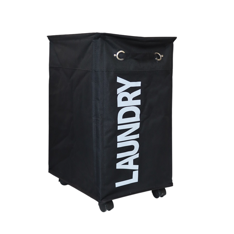 Weva "Trolly" Laundry Basket With Wheels - Black