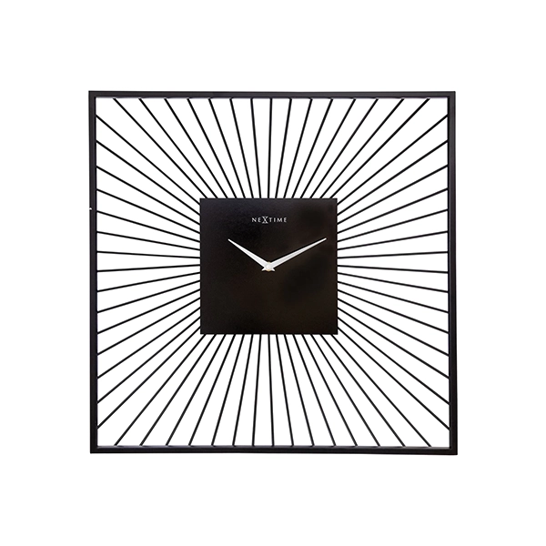 Nextime Vasco Square Metal Wall Clock - 45x45x15 Cm - Silent - Black