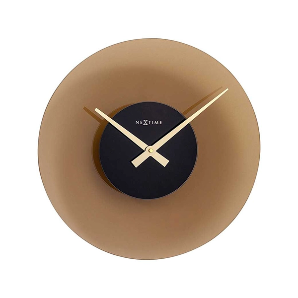 Nextime Float Glass Wall Clock - Silent - 40 Cm - Brown