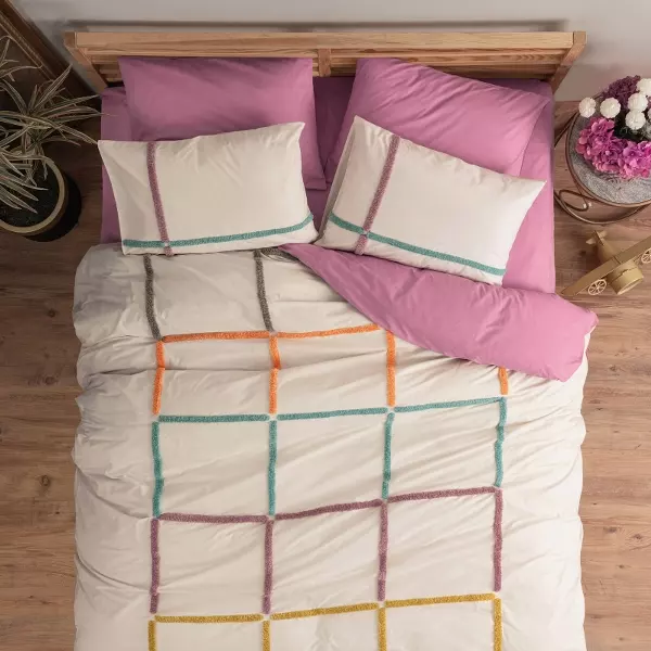 Nova Home Insula 100% Cotton Embroidery Duvet Cover Set - 4pcs - Single & Twin - Multicolor