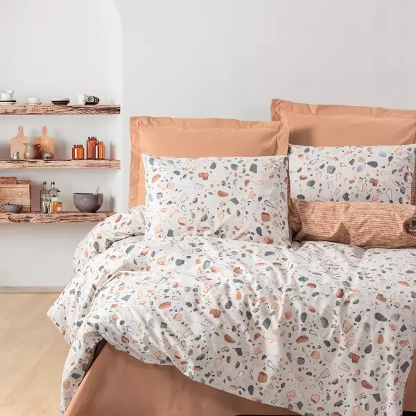 Nova Home Oniks Duvet Cover Set - 100% Cotton - King & Super King - 4 Pcs - Peach