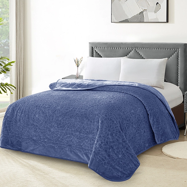 Nova Home Lynx Engraved Blanket - King & Super King - Navy