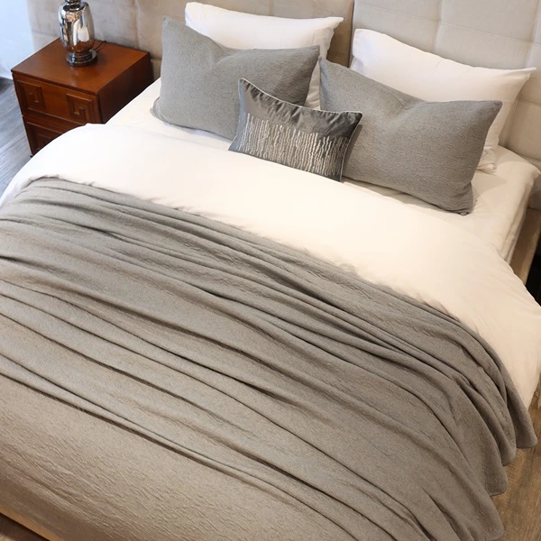 Nova Home Whispers Knitted Cotton Bedspread Set - King & Super King - 3 Pcs - Light Grey