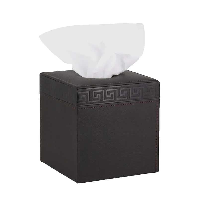 Nova Home Versace Square Leather Tissue Box - Black