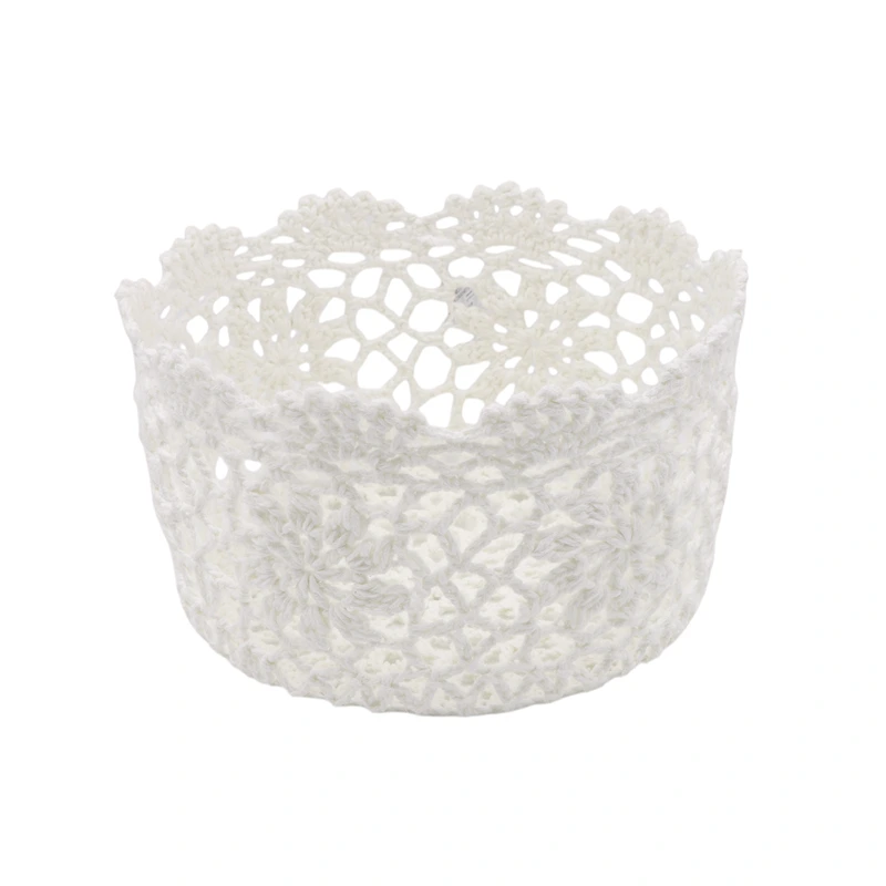 Nova Home "Knotbox" Cotton Crochet Basket - White