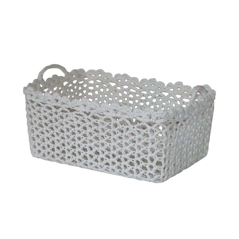 Nova Home "Yarnware" Cotton Crochet Basket - White