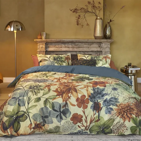 Bedding House Florian Duvet Cover Set - 100% Cotton Satin - 200 Thread - King & Super King - 3 Pcs - Green