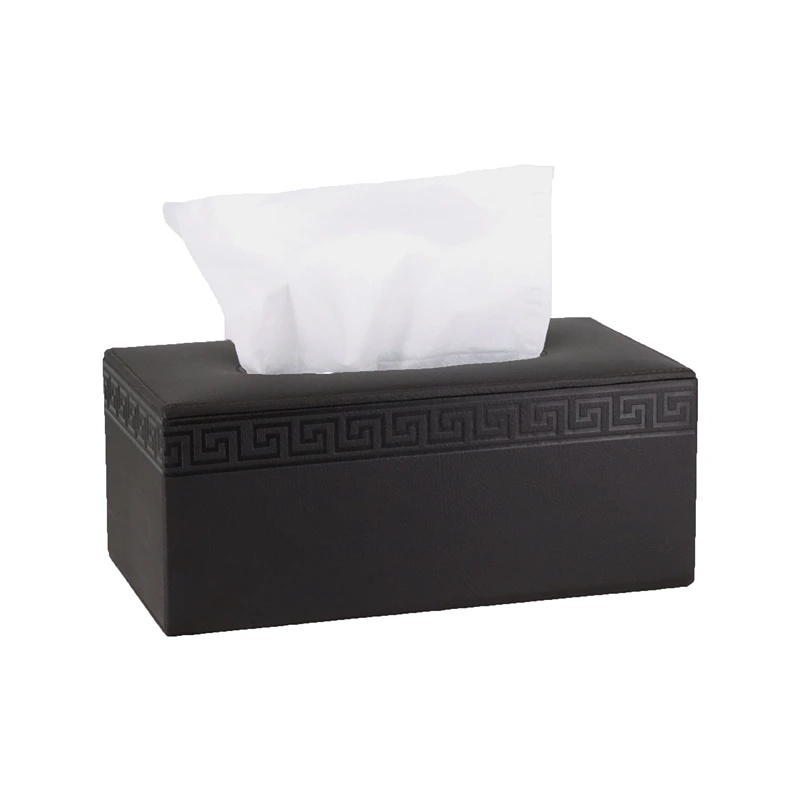 Nova Home Versace Rectangular Leather Tissue Box - Black