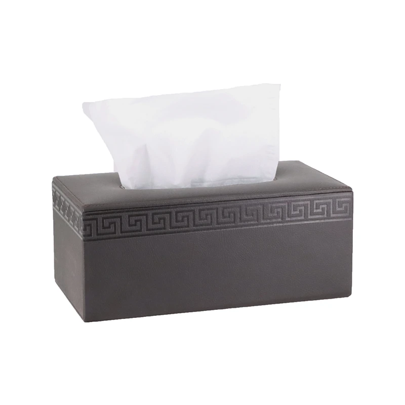Nova Home Versace Rectangular Leather Tissue Box - Brown