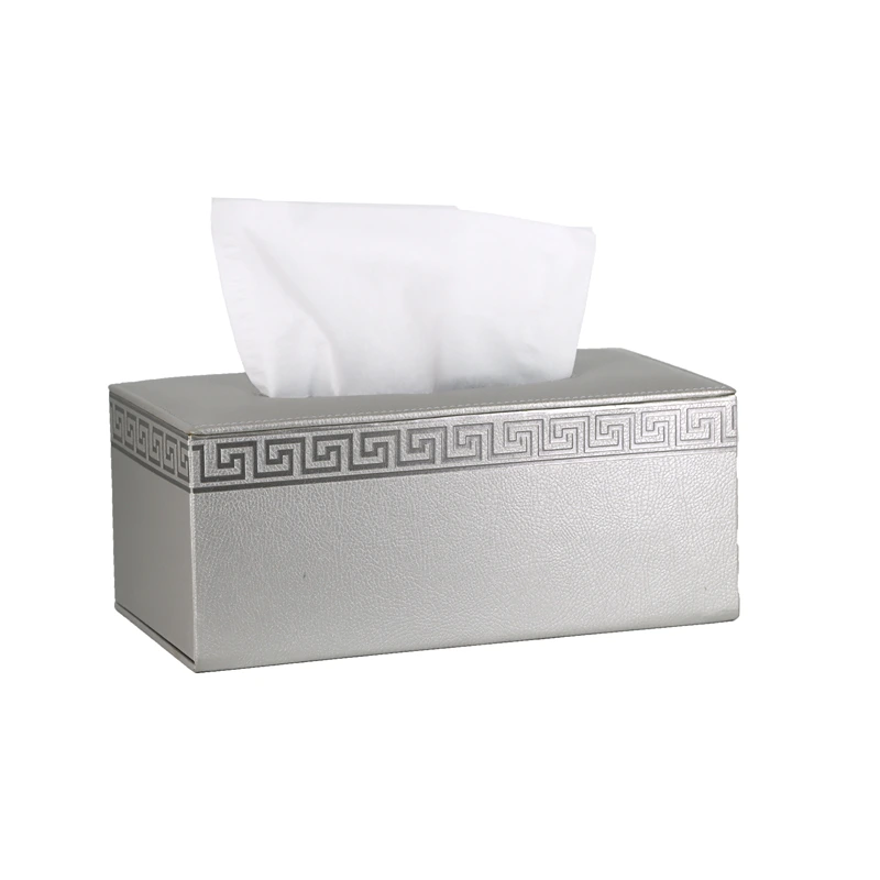 Nova Home Versace Rectangular Leather Tissue Box - Silver