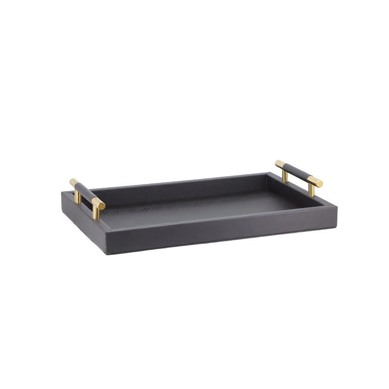 Nova Home Versace Rectangular Leather Tray - Small - Brown
