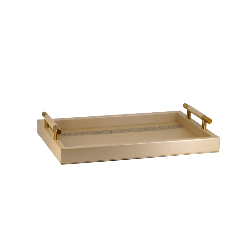 Nova Home Versace Rectangular Leather Tray - Small - Gold