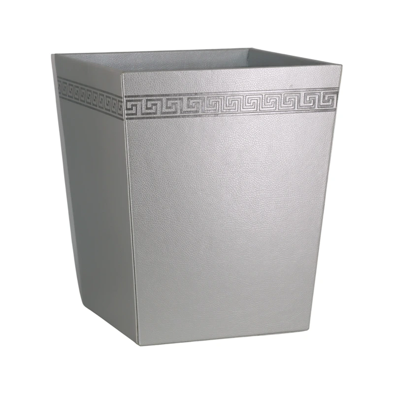 Nova Home Versace Leather Bin Basket - Silver