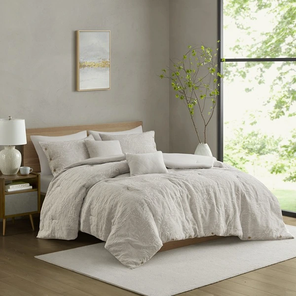 Nova Home Juniper Jaquard Comforter Set - 8 Pcs - King & Super King - Grey