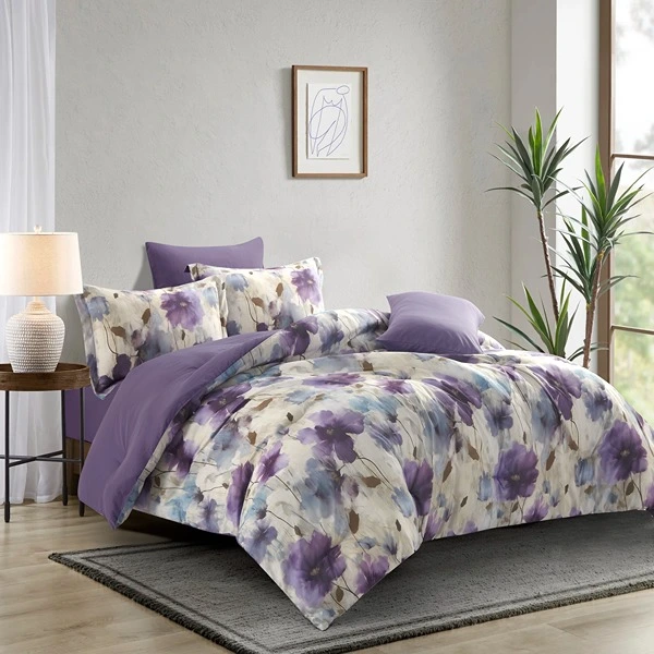 Nova Home Amore Printed Microfiber Comforter Set - 4 Pcs - Single & Twin - Purple