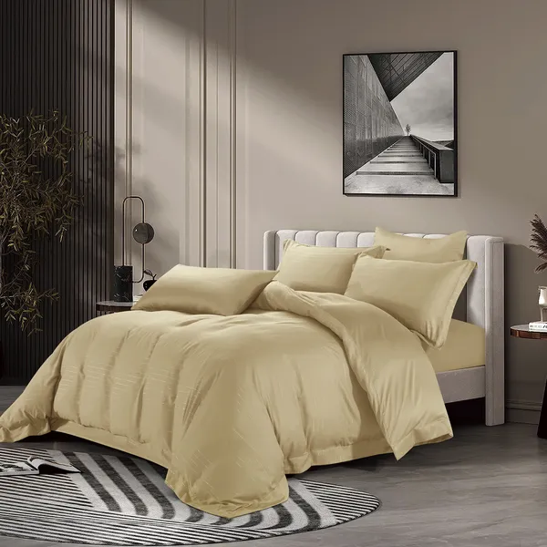 Nova Lyocell Tencel Duvet Cover Set - 6 Pcs - King & Super King - Gold