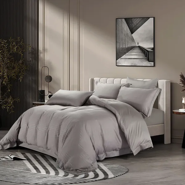 Nova Lyocell Tencel Duvet Cover Set - 6 Pcs - King & Super King - Taupe