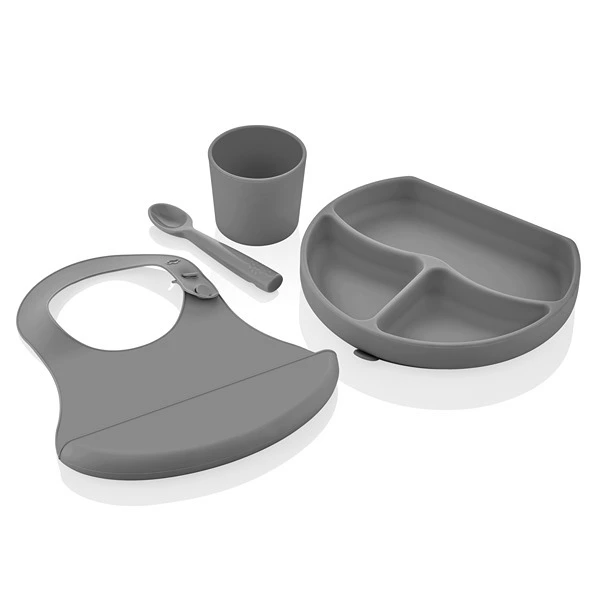 Babyjem Silicon Feeding Set - Grey
