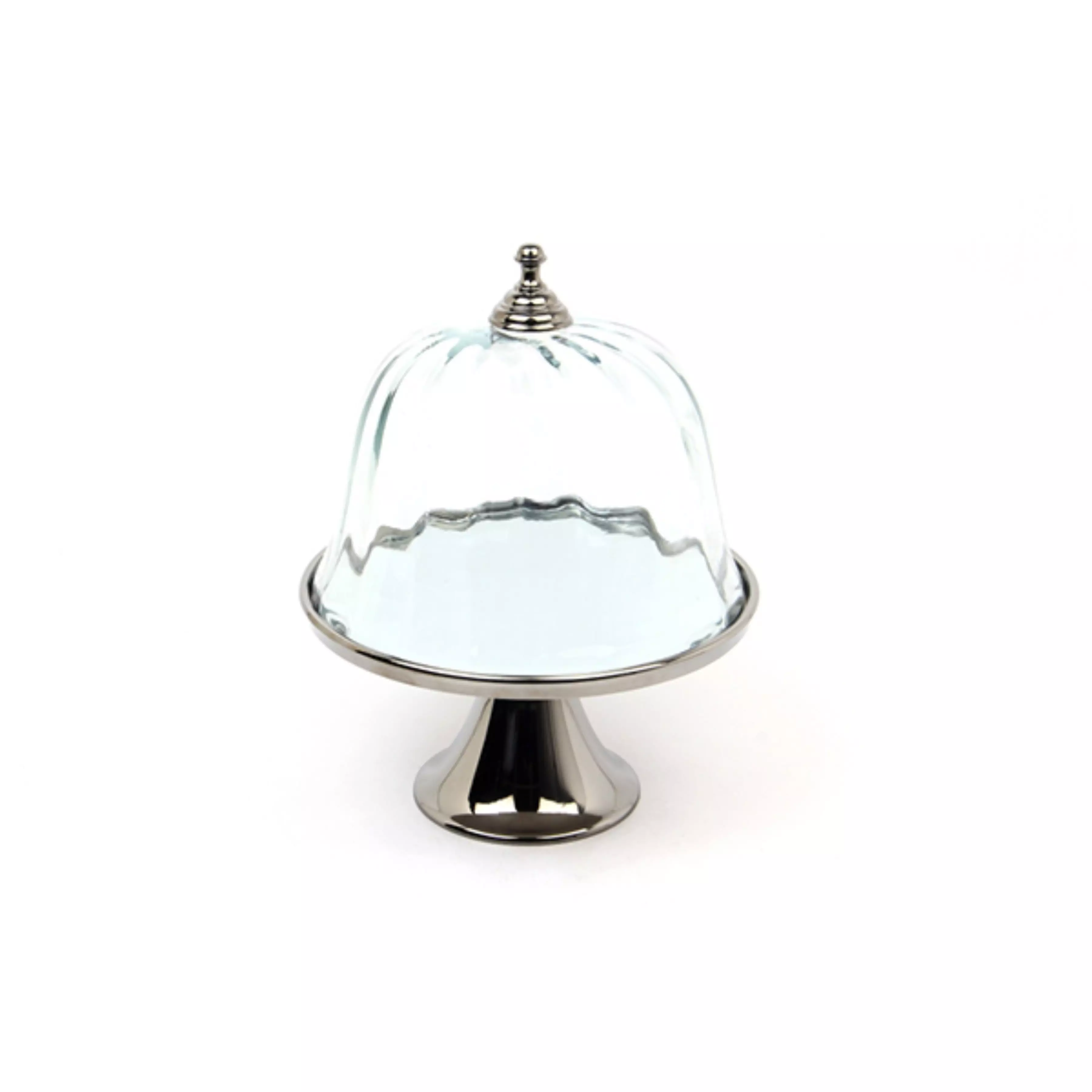 Weva Revel Dome On Glass Stand - Round - Black Nickel