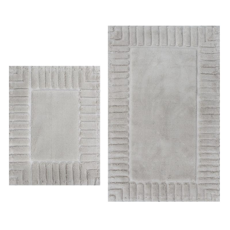 Nova Home Lasan Cotton Bath Rug Set - 2Pcs - Beige