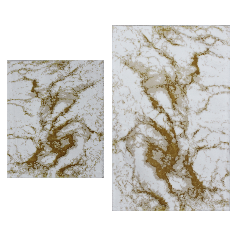 Nova Home Elvin Cotton Bath Rug Set - 2Pcs - Gold