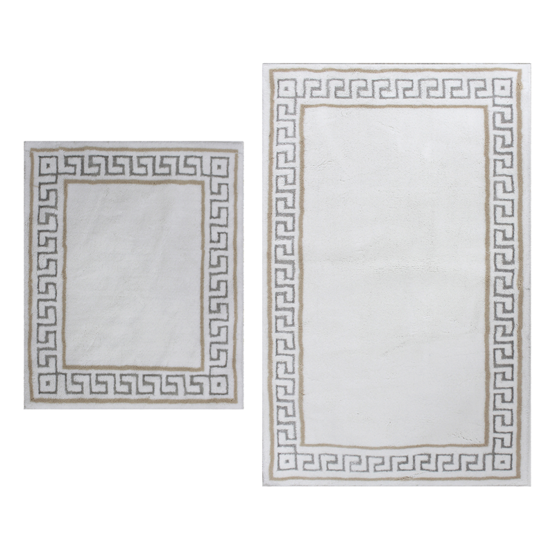 Nova Home Hopy Cotton Bath Rug Set - 2Pcs - Silver