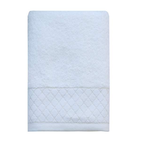 Nova Home Paragon Jacquard with Silver Details Towel - 100% Cotton - White (Available In Sizes)