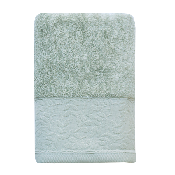 Nova Home Enigma Jacquard Towel with Leafs Details - 100% Cotton - 50x90 Cm - Light Grey