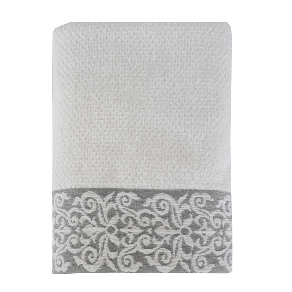 Nova Home Minto Jacquard Embroidered Towel - 100% Cotton - 50x90 Cm - White