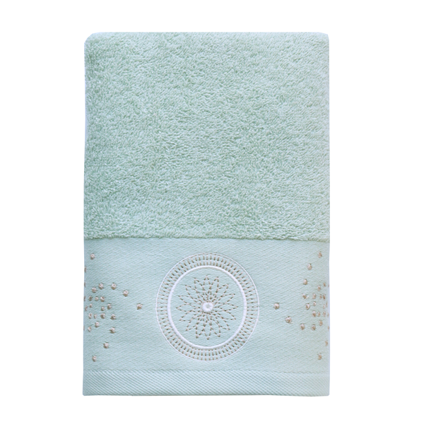 Nova Home Handan Embroidered Towel - 100% Cotton - 30x50 Cm - Light Grey