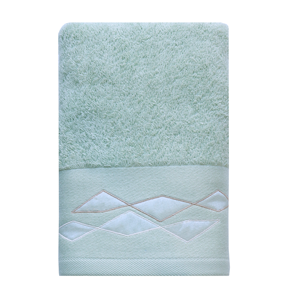 Nova Home Celine Towel with Satin Details - 100% Cotton - Light Green (Available In Sizes)